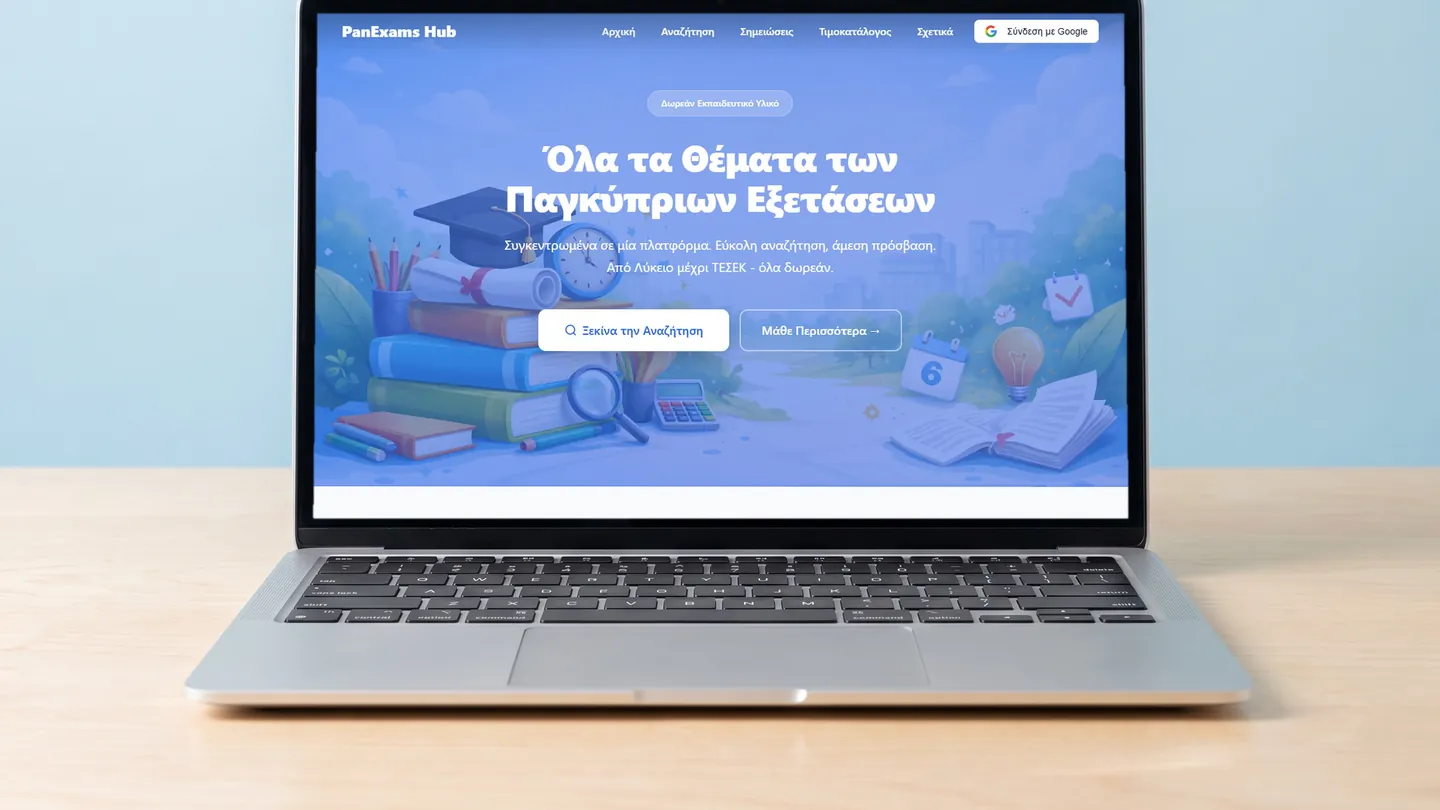 PanExams Hub shown on desktop and mobile