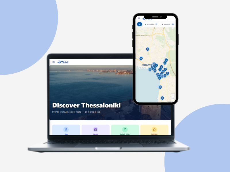 Yese.gr shown on desktop and phone